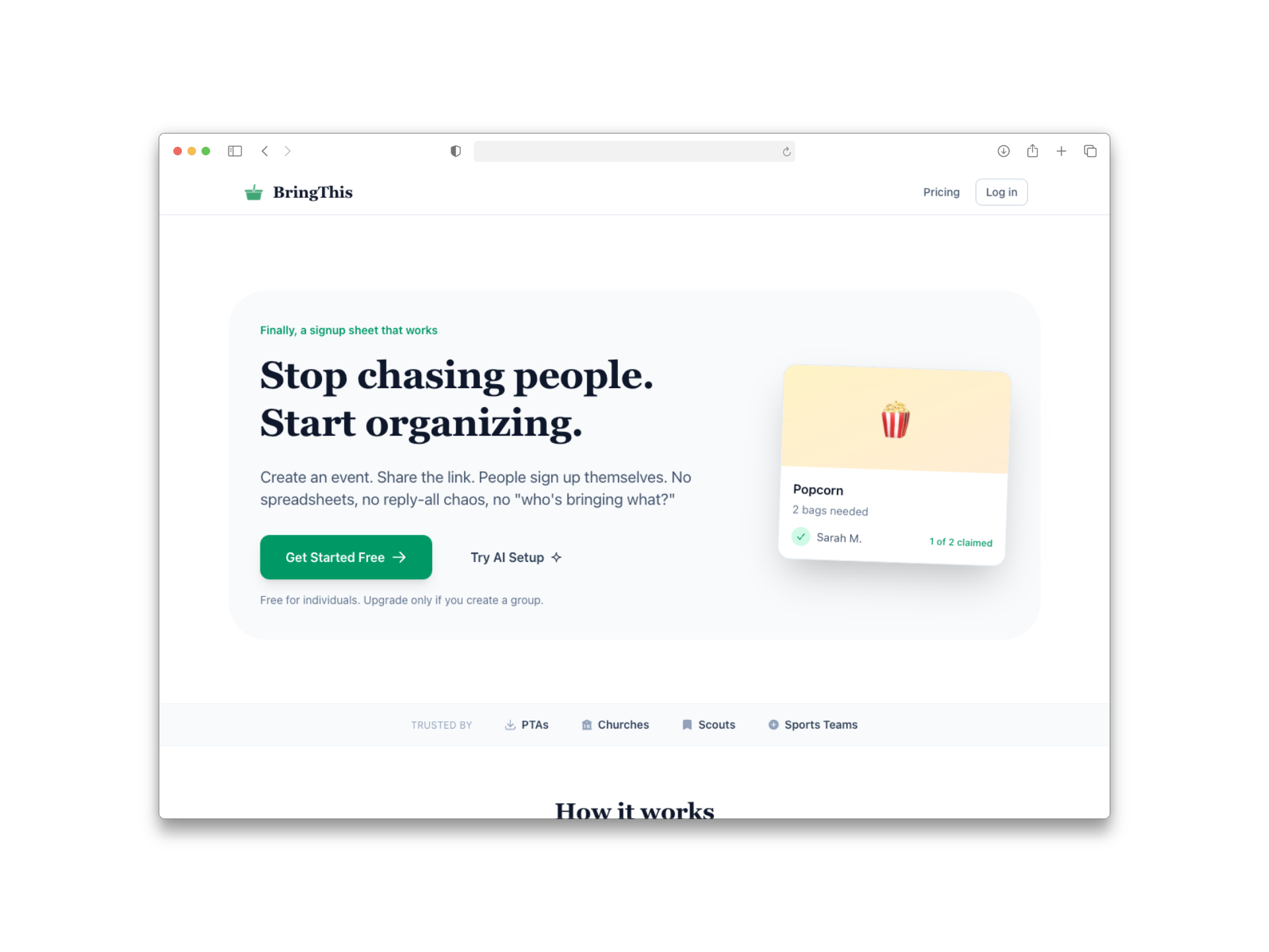 BringThis website screenshot